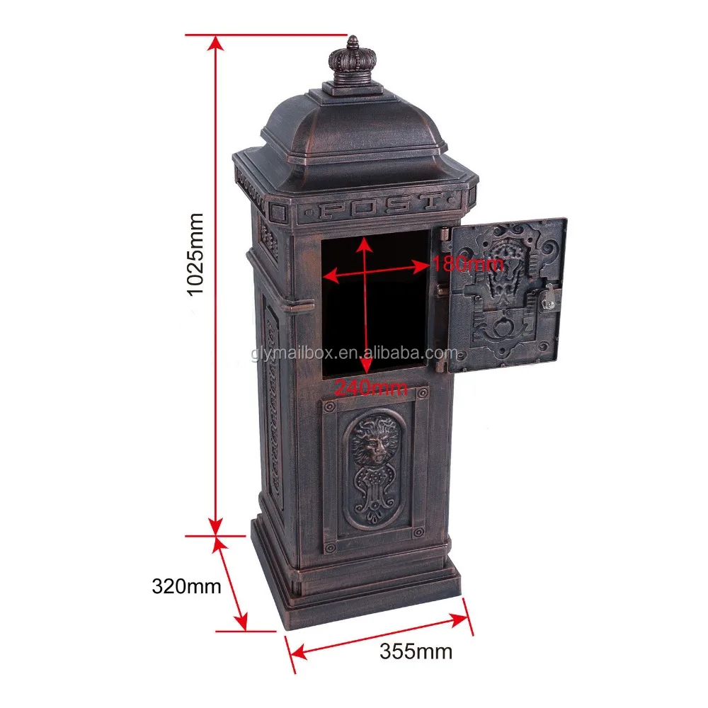 Free Standing Waterproof Selling Home Japanese Outdoor Garden Die Cast Aluminium Mailbox letterbox