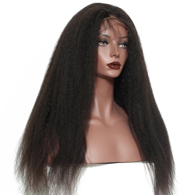 
Kinky Straight 360 lace front wigs Pre Plucked With Baby Hair 180% Italian Yaki human hair wig human hair extension wholesale 