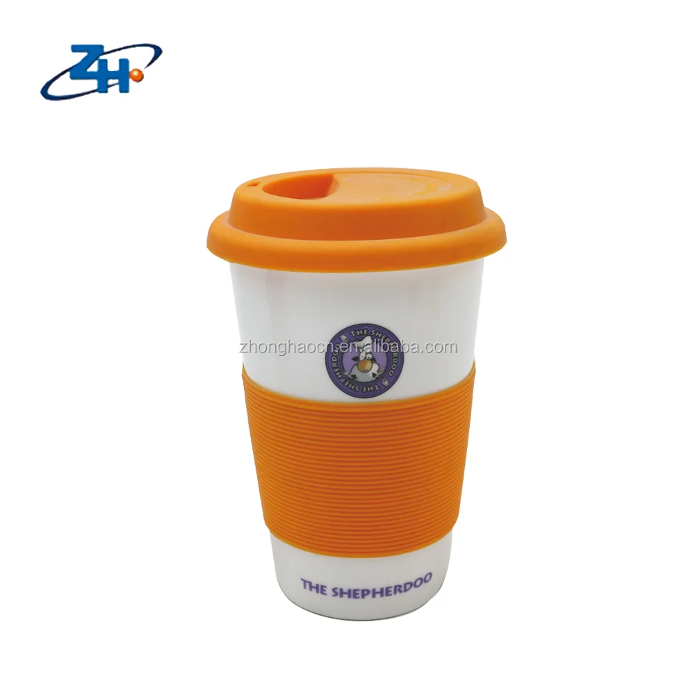 Wholesale  supplier ceramic sublimation travel porcelain cup custom ceramic coffee travel mug with silicone lid