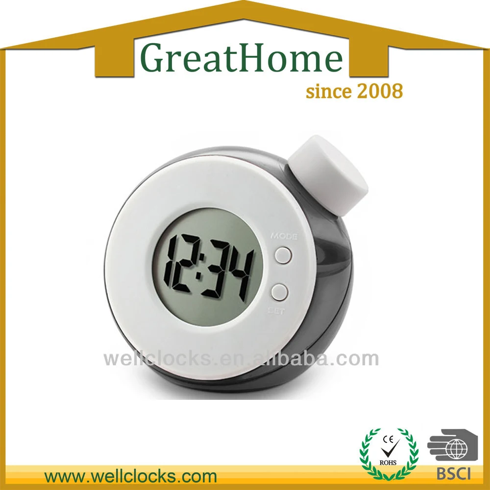 Cute Special Round Design Colourful Mini Water Power Table Alarm Clock