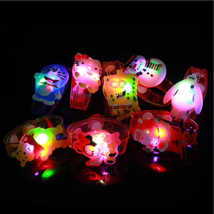 
Christmas cartoon light up rubber bracelets colorful watch LED Flashing Light Luminous Bracelet for children kids toy 