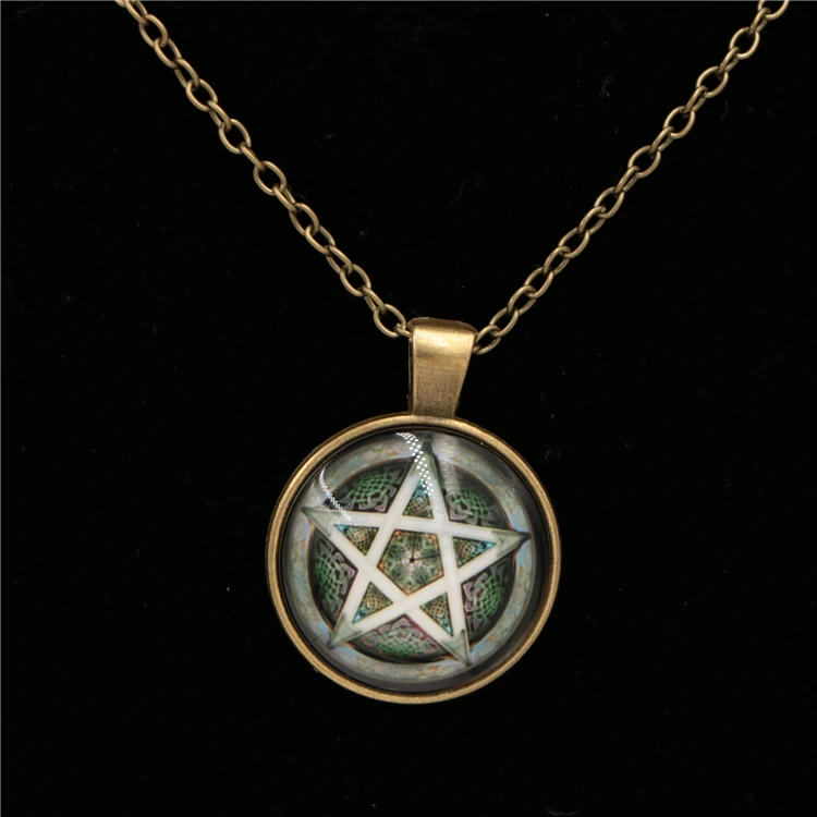 Antique Brass Star Amulet Pentacle Pentagram Pendant Men Necklace