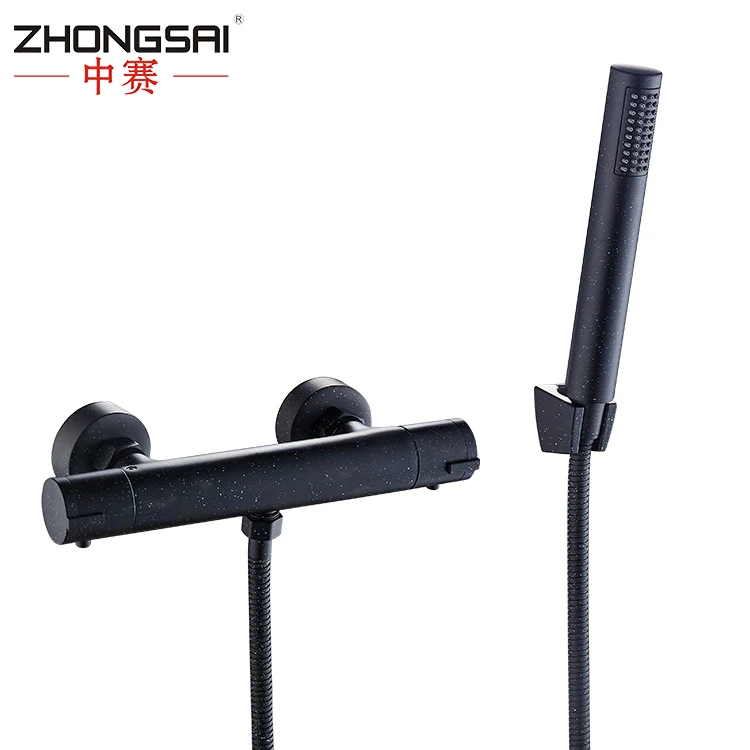 Королевская Ванная комната латунь распыления краски гранит Ванна черный термостатический комплект