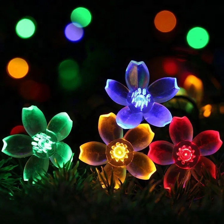 Christmas day outdoor waterproof light flower string LED solar holiday light string garden lighting decorative