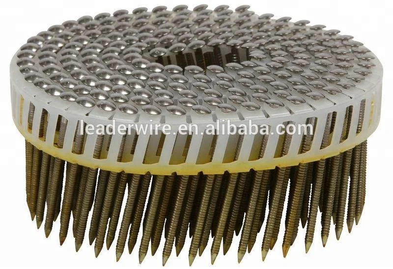 15 Degree EG HDG Finish Smooth Ring Screw Shank Plastic Collated Coil Nails
