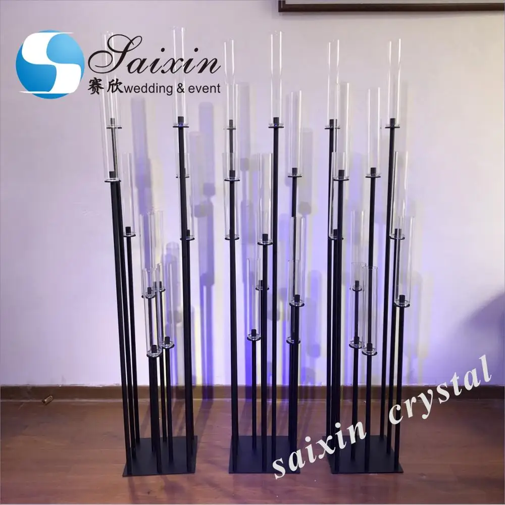 ZT-323G Bling gold long stem candelabra for wedding centerpiece