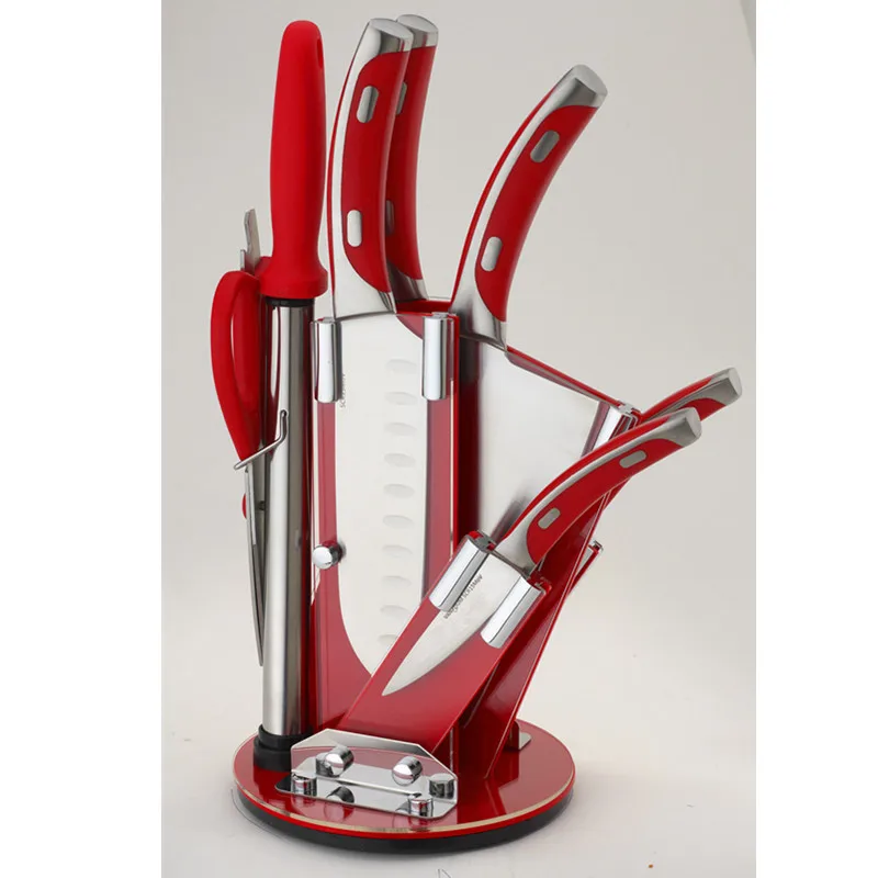 
Acrylic Stand 8PCS Knife Set With Red Handle 