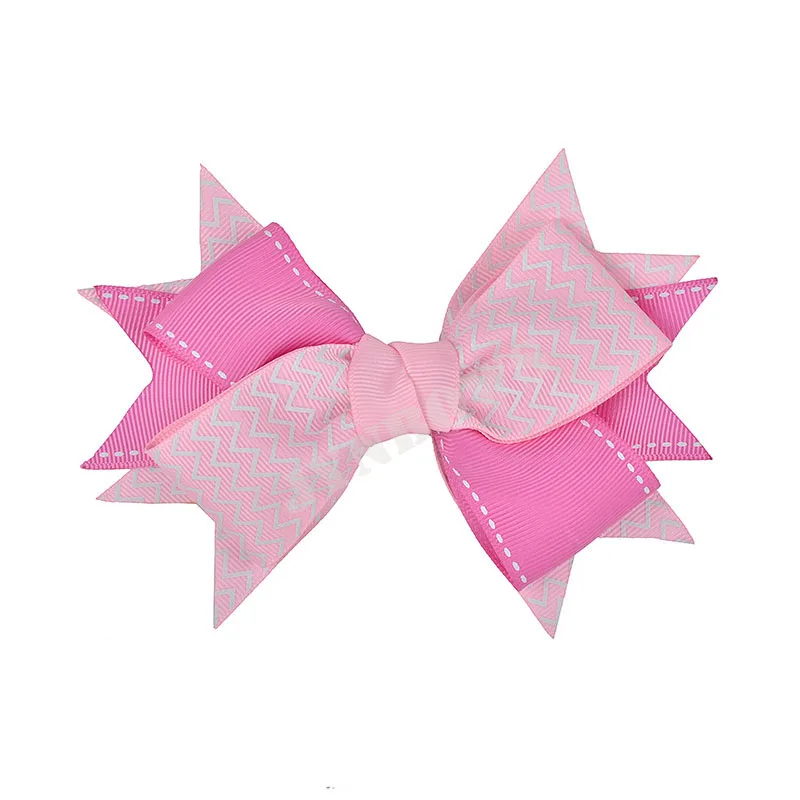 Wholesale boutique ribbon fabric flower Hair Clips Hair Bow Rhinestone Polyester Grosgrain Ribbon Bow Hair Clip Women School Kid