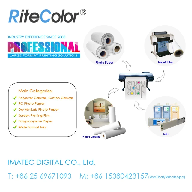 320gsm Pigmented Digital Printing Poly Cotton Canvas Roll for Canon iPF8000S / IPF8400S, Matte Printing Canvas