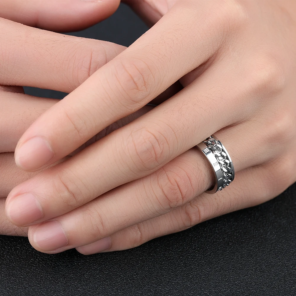 2018 best selling 18K gold PVD plating saudi arabia men ring with chain