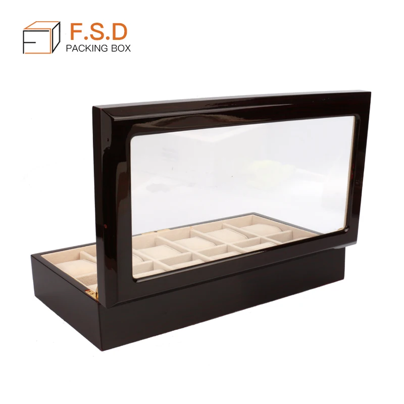 Luxury Wooden Packaging Glass Cover Watch Boxes For Men UK