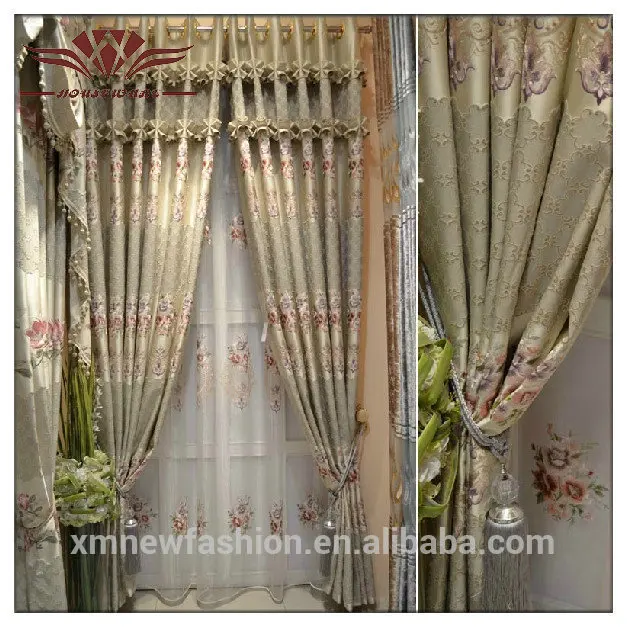 jacquard style hand embroidered curtains, embroidery fabric, dining room curtain
