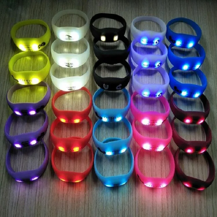 Event & Party Supplies Light Up Silicone Wristband LED Sound Activated Flashing Silicone Bracelet Custom Logo Print
