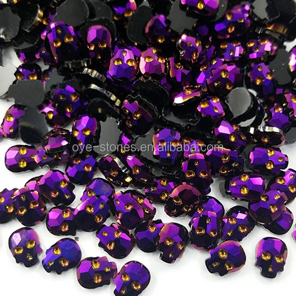Factory direct sales excellent quality nail art skull head shape crystal stone