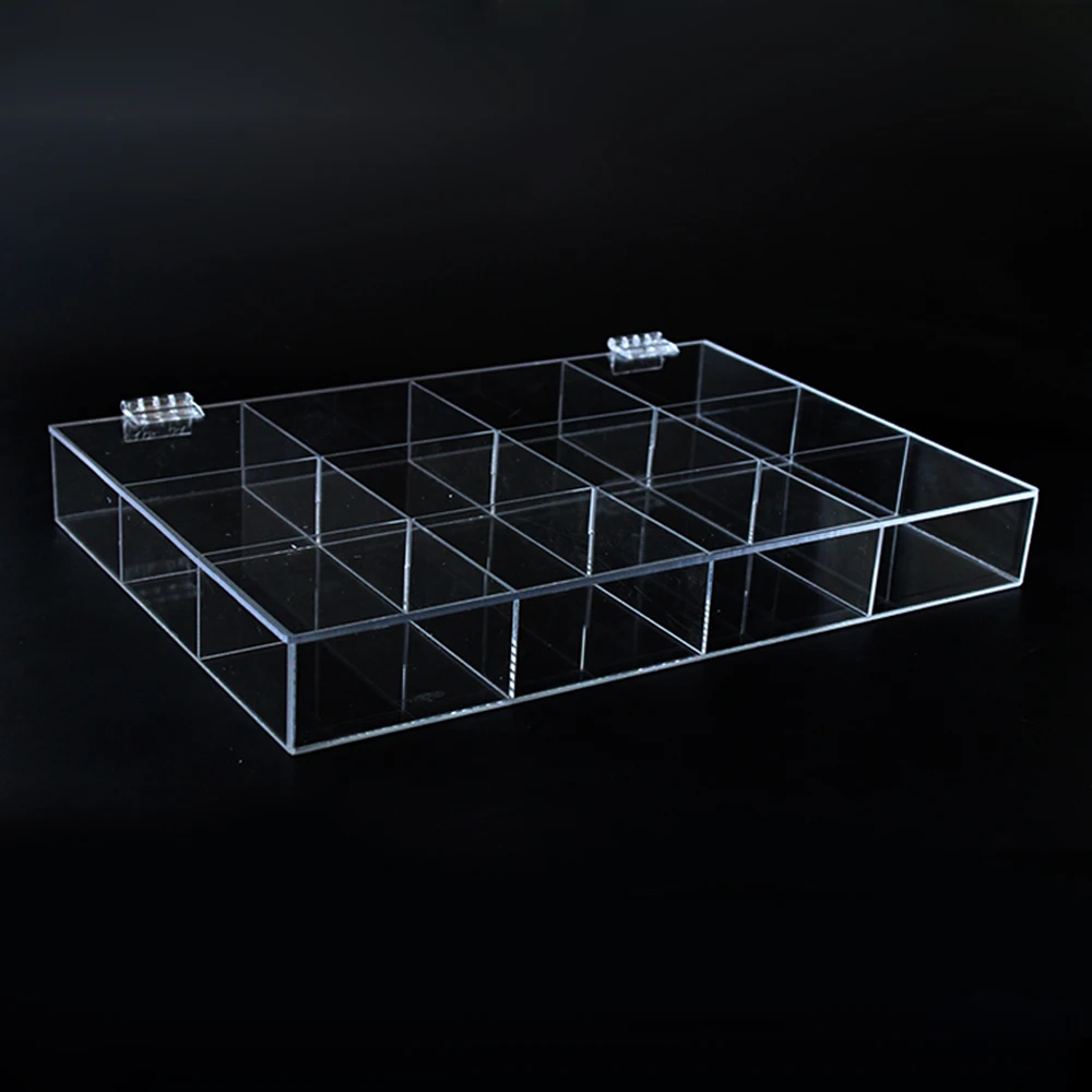 Custom High Quality 12 Grids Makeup Organizer Box Cosmetic Nail Jewelry bead Organizer Storage Box Transparent Desktop Box