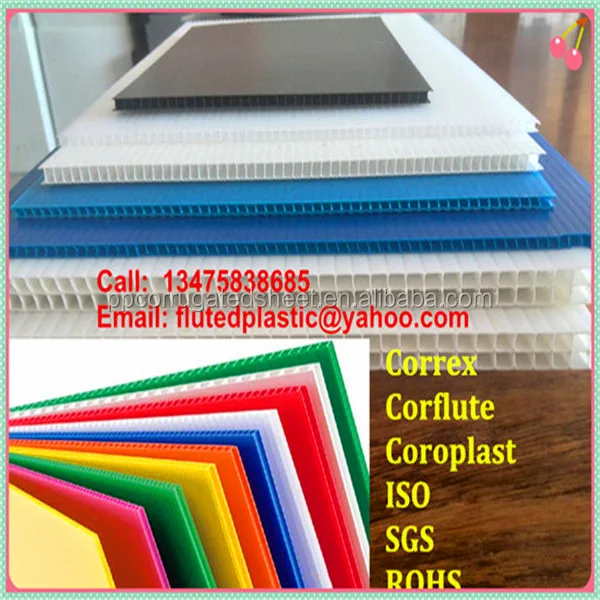 2mm 3mm 4mm 5mm 6mm polypropylene plastic corrugated board/sheet