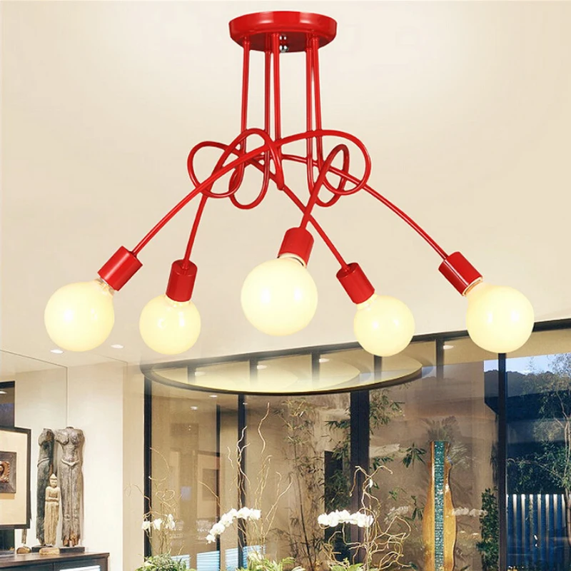 multi color Irregular bend pipe iron surface mounted ceiling light fixture for kids room,corridor,restaurant