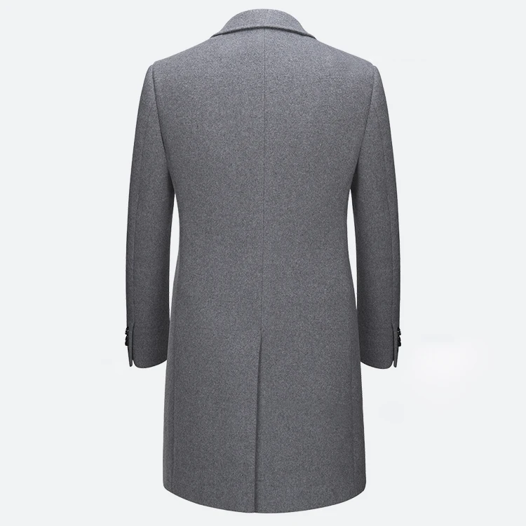 MTM service 100% кашемировое серое Однотонное шерстяное пальто на пуговицах зимнее пальто мужское длинное пальто из Китая