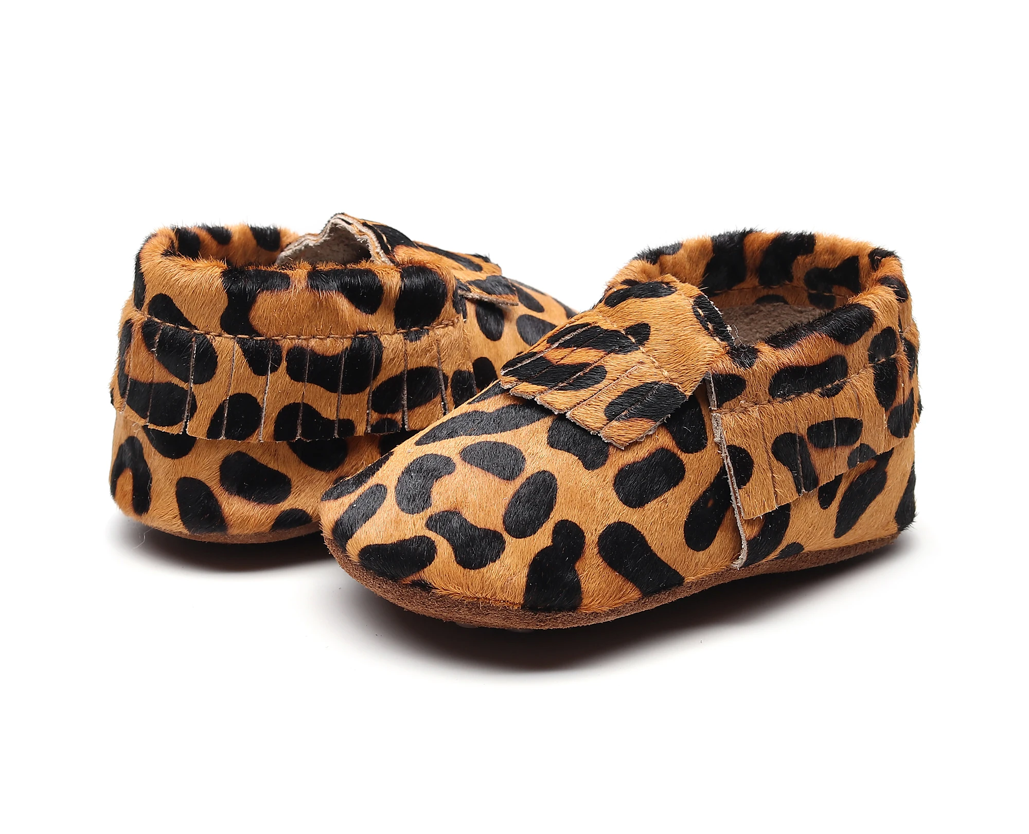 Genuine Leather Baby Boys Moccasins Plush Shoes Soft Crib Babe Leopard Print Sneakers For Newborn Kids Girl