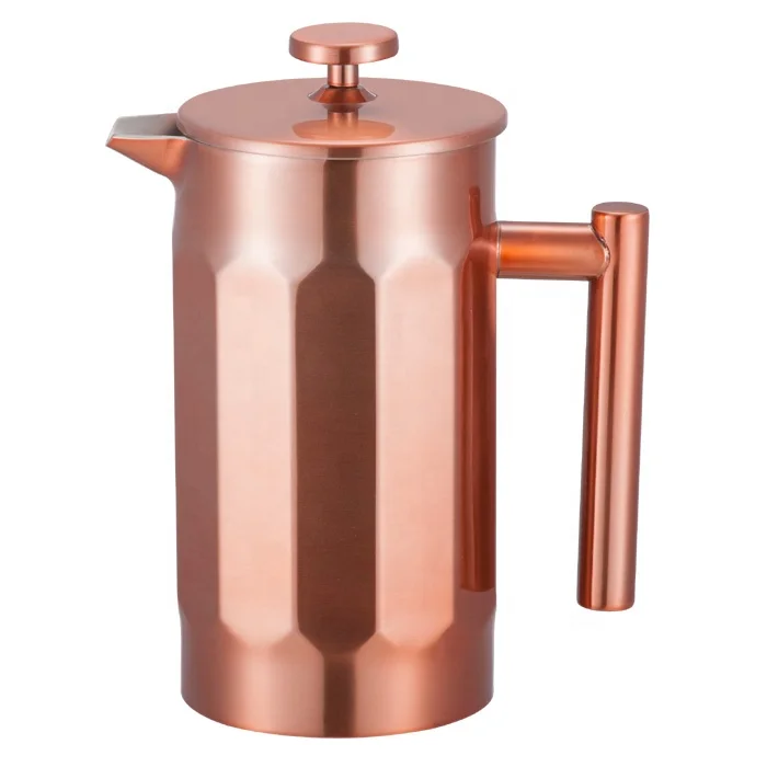 Stainless steel double wall portable maker french press copper coffee press