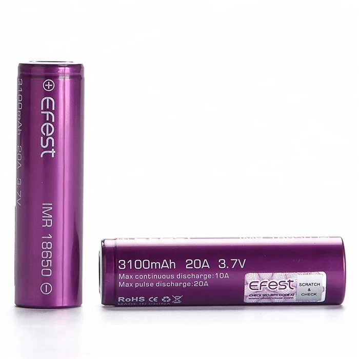 
Imr Efest 18650 3100Mah 20A High Drain 3.7V Rechargeable Battery Best Sales 