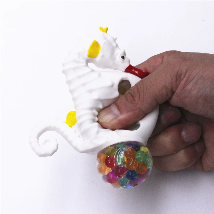 New Funny Anti Stress Ball Toy for Kids Children Animal Sea Horse Squishy Mesh Ball Grape Ball Squeeze Stress Relief Toys