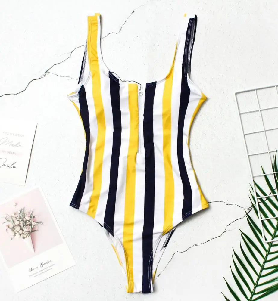 
2019 Striped Swimwear One Piece Swimsuit Women Backless Monokini Swimsuit Sport Bodysuit Beach Bathing Suit Swim Red White 