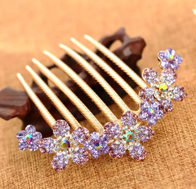 KBFS07 Fashionable hair tray rhinestone flower shape bangs hair comb elegant hair comb