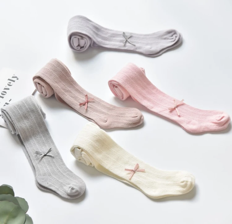  Оптовая продажа милые хлопковые детские колготки с бантом летние тонкие уютные