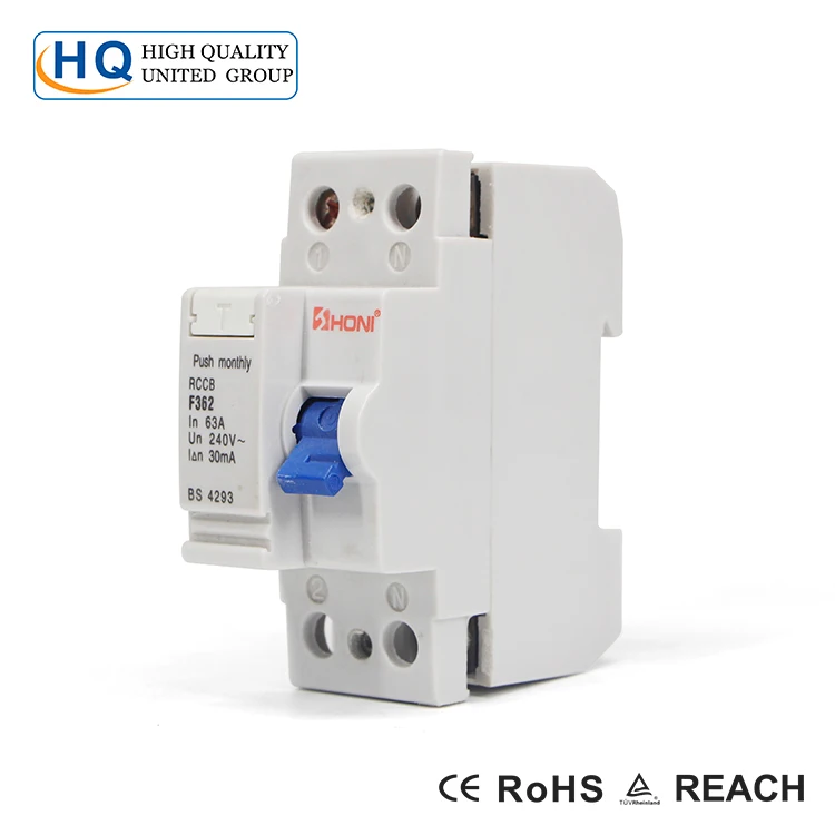 China factory HONI brand 2Pole F360 F362 63A 30mA RCD ELCB RCCB Residual Current circuit breaker