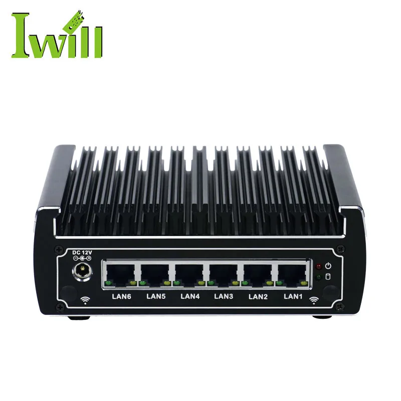  Новейший 6 lan безвентиляторный pfsense mini pc skylake core i3 7100u 3865u двухъядерный серверный компьютер для
