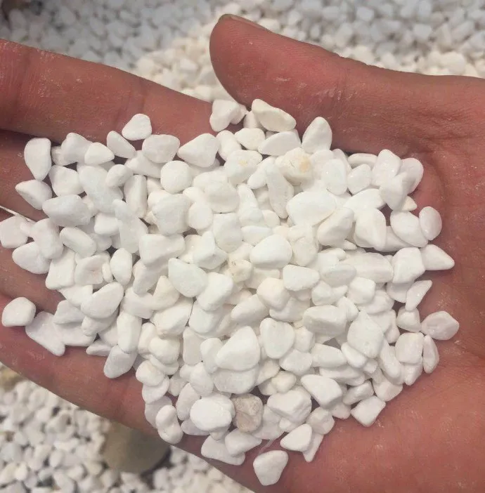 Tumbled snow White pebble stones for landscaping