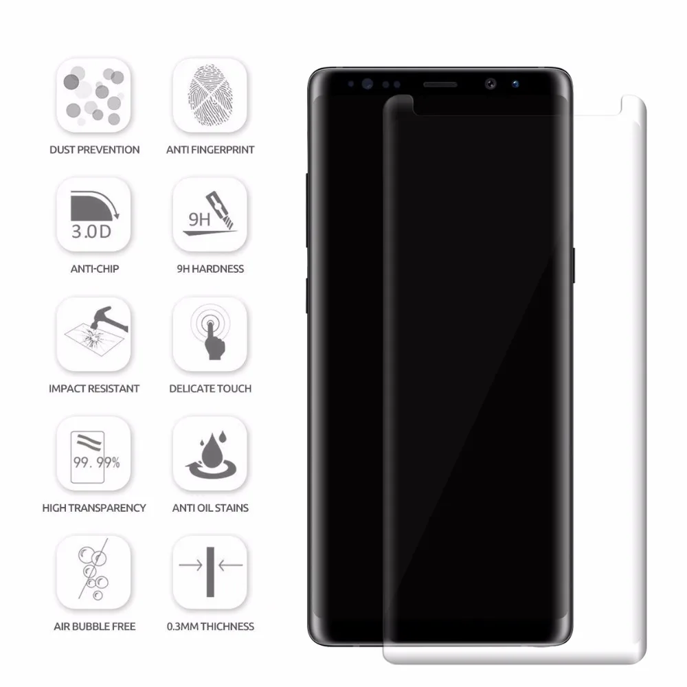 Префект подходит! Корпус дружественных полное покрытие экрана протектор Закаленное стекло для Samsung Galaxy Note 8