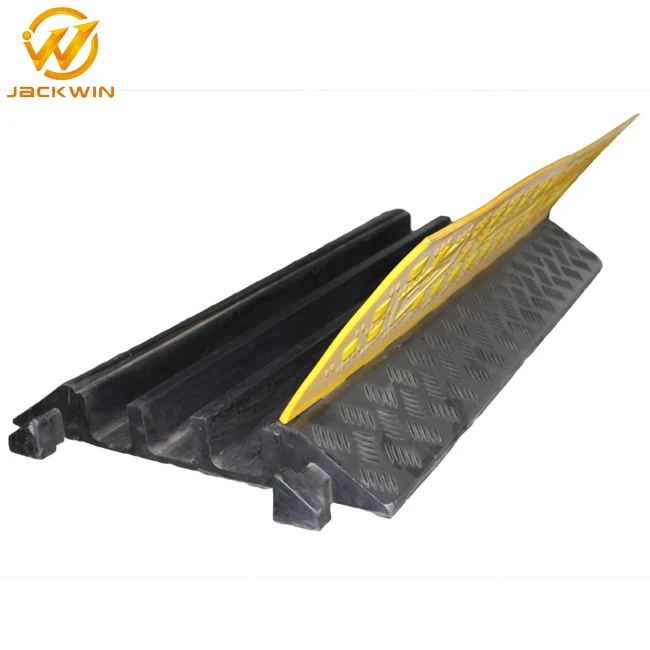 3 Channel Rubber Cable Pipe Hose Protector, Heavy Duty Cable Ramp