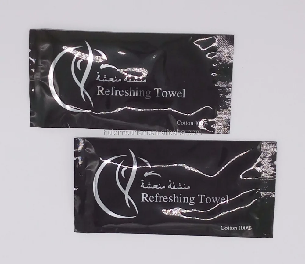 Restaurant disposable cotton wet towel with sachet package
