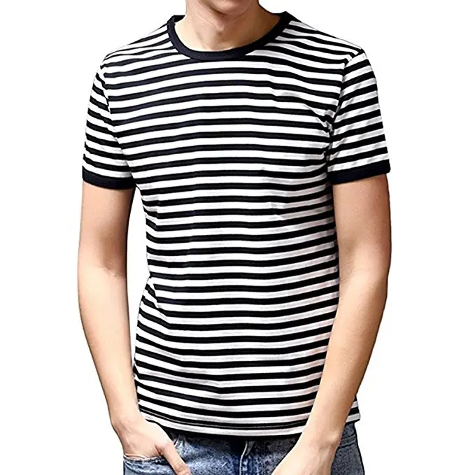 
hot sale custom wholesale blank red and black striped t shirt mens 
