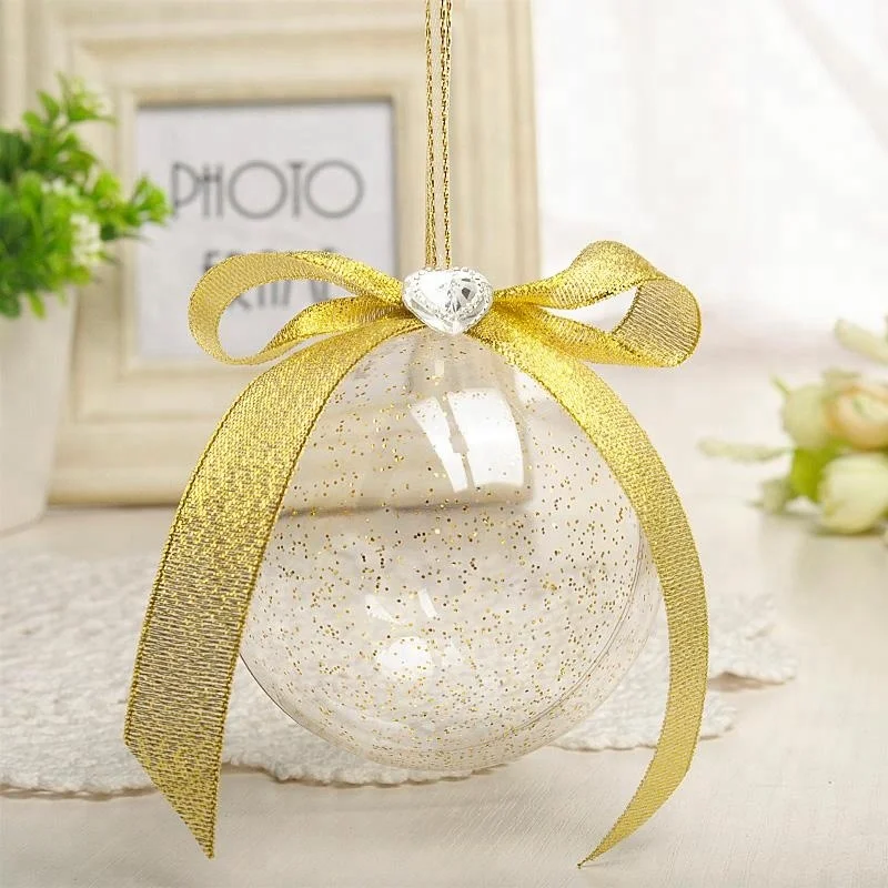 Hot selling gold powder box shiny for custom bow plastic candy box for wedding