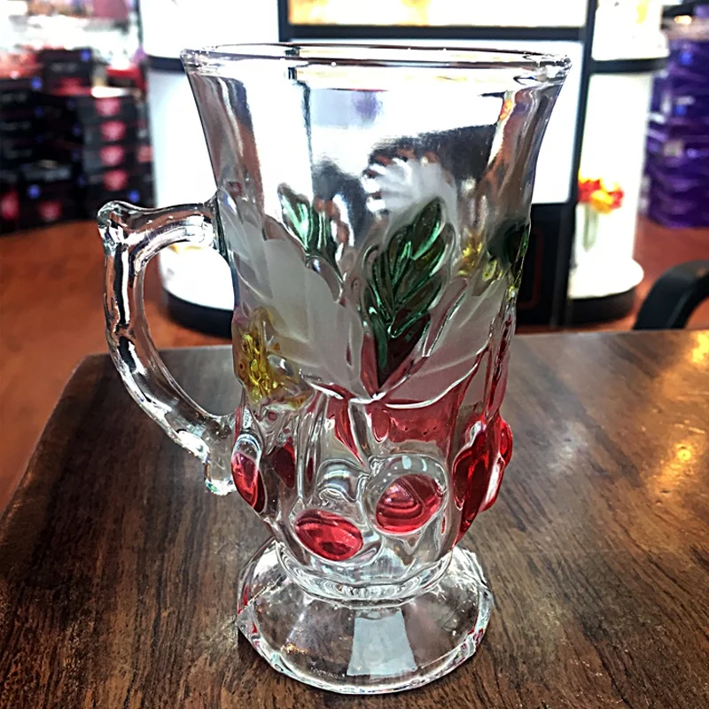 Hot sale beautiful  color tea cup with handle for tea milk coffee glass cup