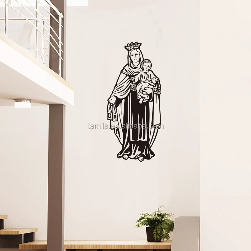 Custom Design Fashion Christ Religious Holy Enamel Mary Mother and The Son of God Church Wall Sticker