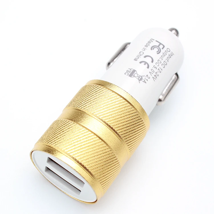 Двухслойное компактное автомобильное зарядное устройство из алюминиевого сплава с 2 usb-портами