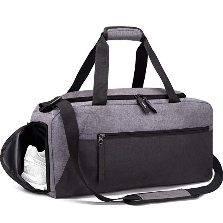 
33L Men Gym Sports Duffel Bag With Waterproof Shoe Pouch 