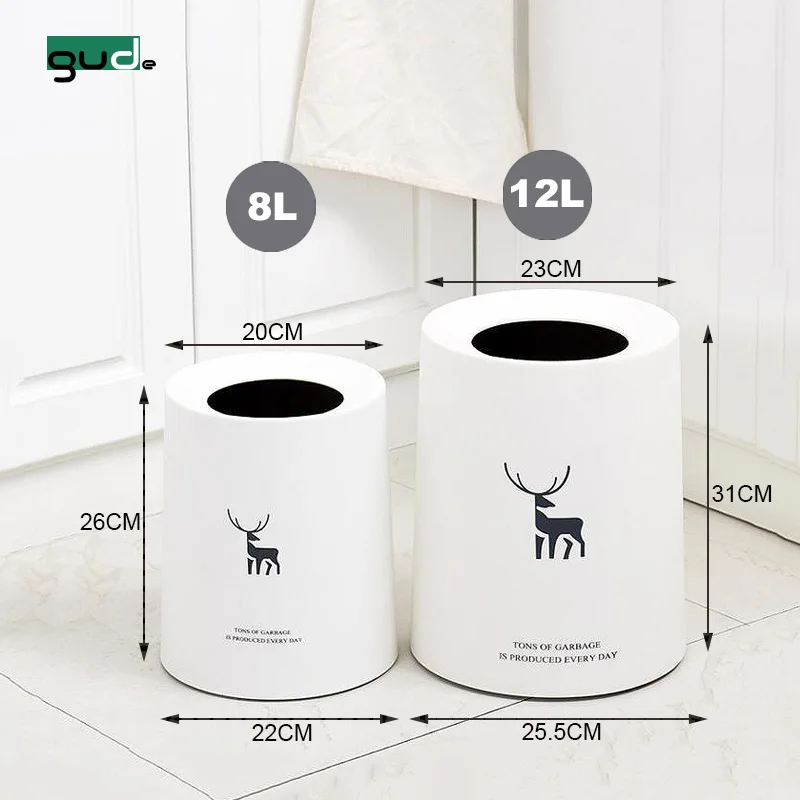 2019 new design household double layers modern custom round plastic double-deck trash can toilet trash can for sale