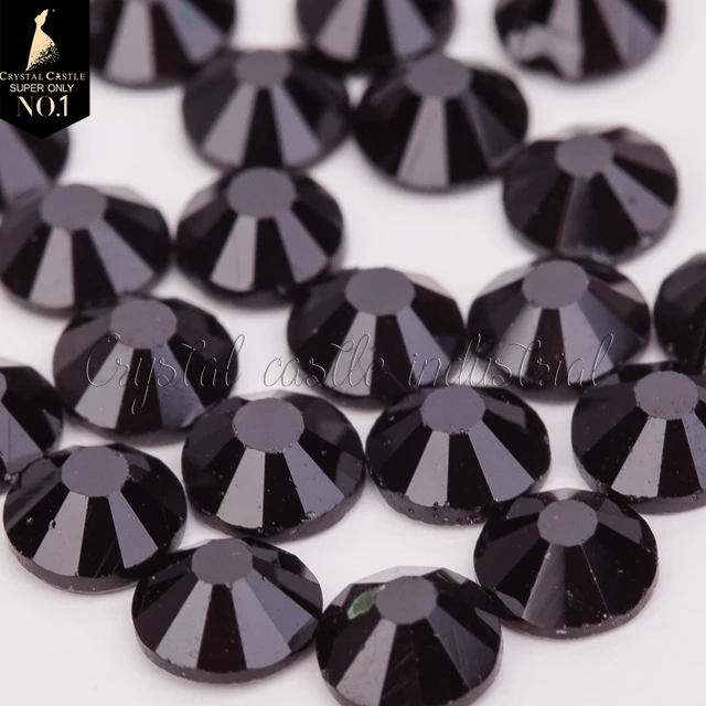 Clothes accessories rhinestones ss16 black jet glass crystal rhinestone sticker hotfix bling rhinestone