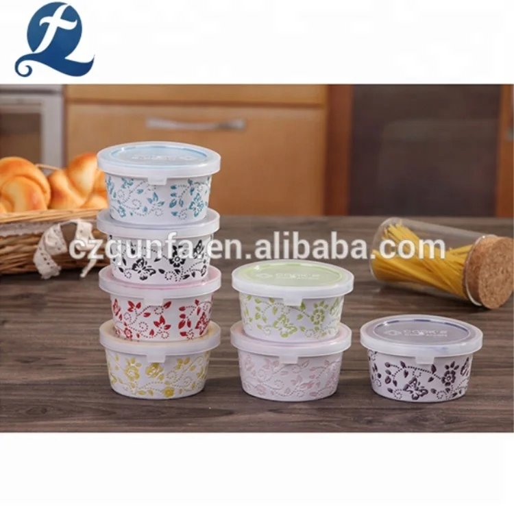 Household Printed Ceramic Baking Dish Bakeware Set With Lid