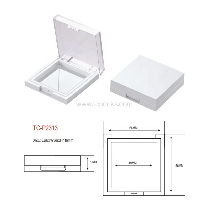 cosmetic packaging custom logo 4 color empty plastic square compact eyeshadow palette  glitter powder case