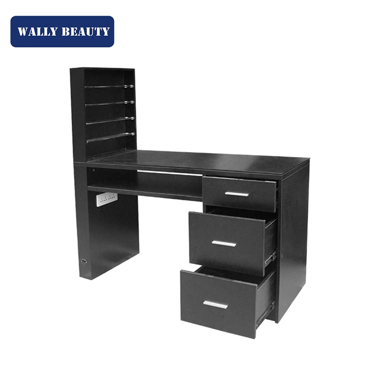 Wallybeauty wholesale white nail table glass top manicure table with display rack