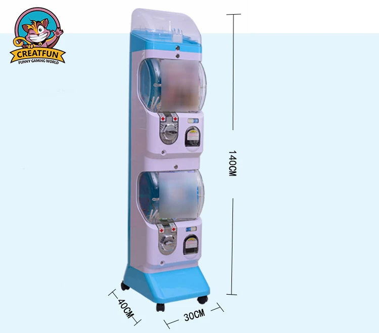2019 popular double coin operated toy gumball  candy capsule vending machine
