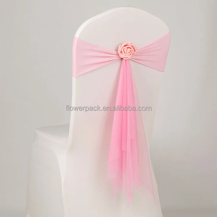 Banquet organza spandex chair sash with artificial flower