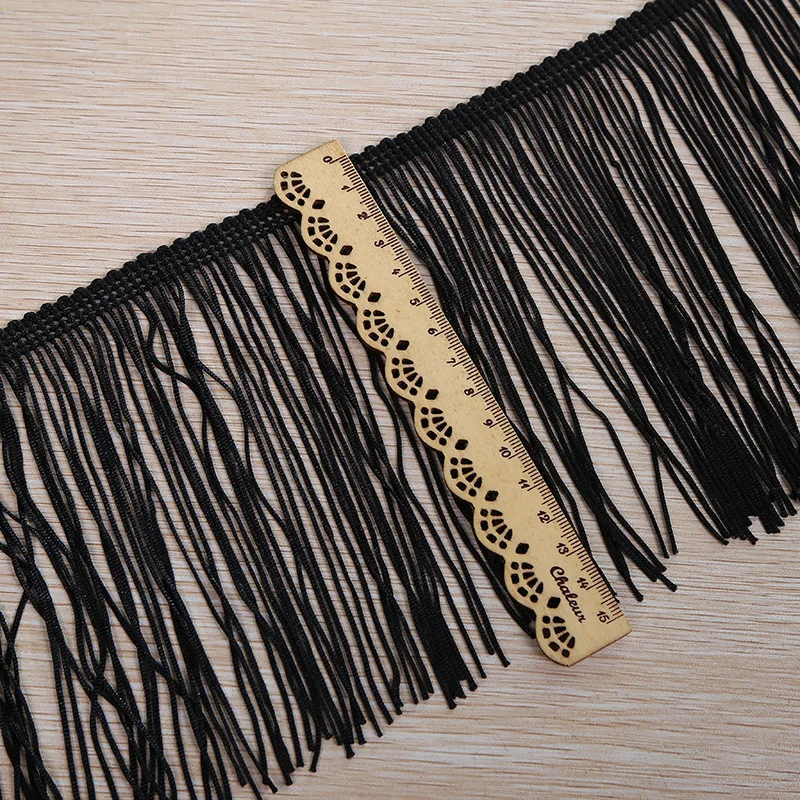 Wholesale 6Inch 15CM Black White Polyester Thickness Fabric Fringe Tassel Trim For Dress