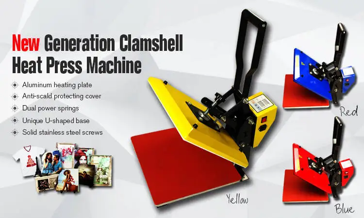 Good looking yellow color 38*38 flatbed heat press printer machine de presse for t-shirt